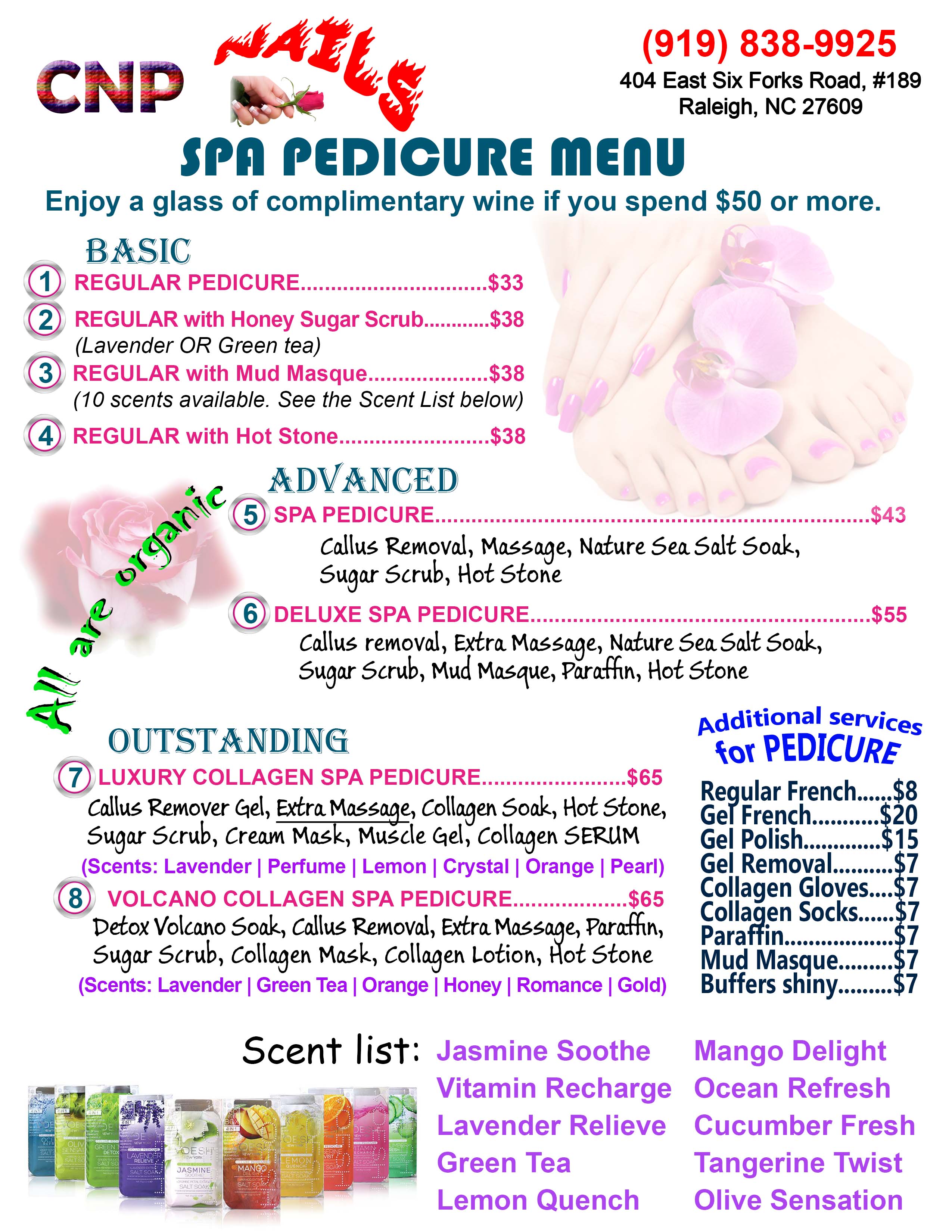 CNP Nails menu